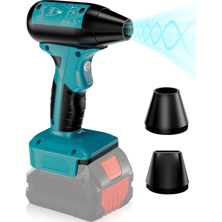 Suflanta electrica de aer comprimat, 18V, 4 viteze, 130000 RPM, 2 duze incluse, pentru curatare, fara acumulator