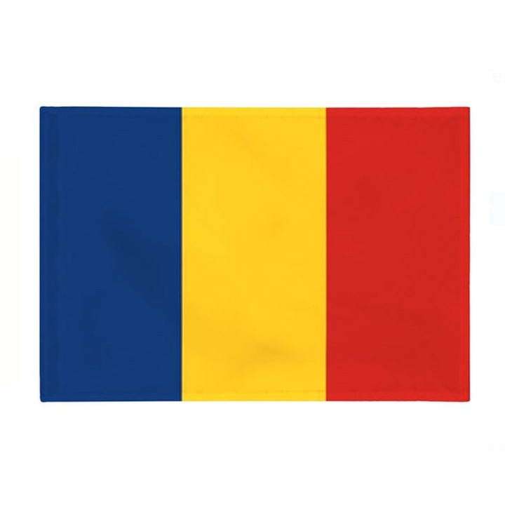 Steag tricolor, textil, 120x180cm, cusătura dublă, 2 inele metalice de montare