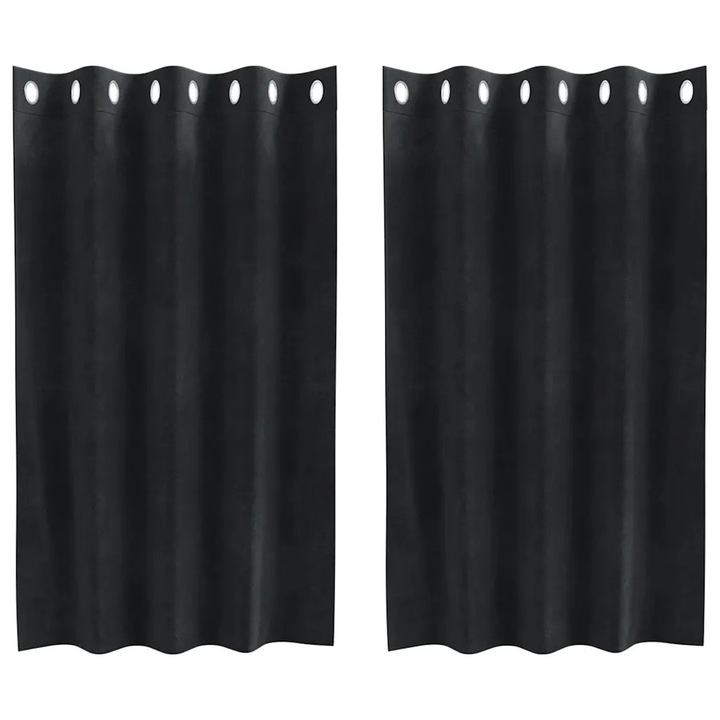 vidaXL Sötétítő függönyök 2 pcs Fekete 140 x 140 cm Bársony 4107163