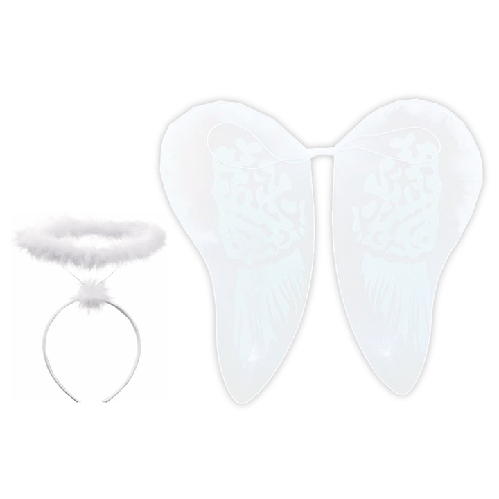 Costum de inger cu aripi, 46x42cm, alb