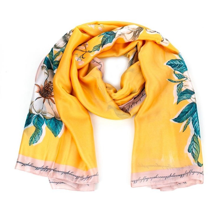 Шал с принт, Един размер, Silk Touch, Жълт
