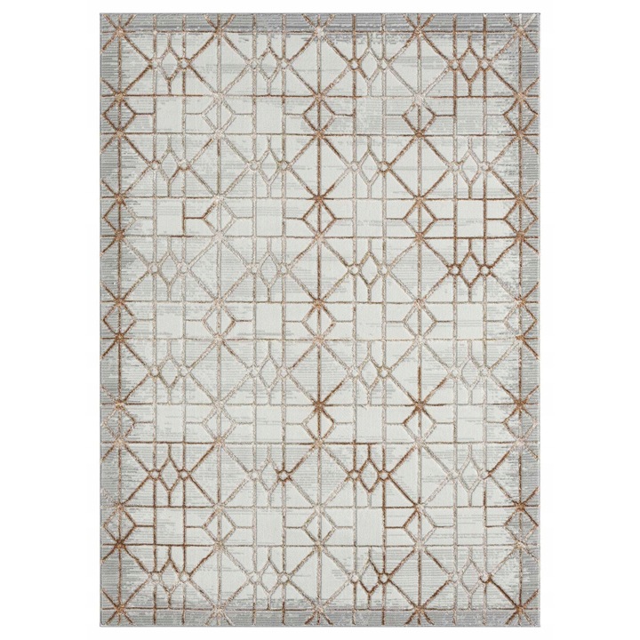 Covor Pentru Living, 160x220 cm, Polipropilena, Fir Lung, Moale, Lana Plusata, Compatibil Cu Incalzirea Prin Pardoseala, Densitate 1400 g/m2, Lungime Fir 0.8 cm, 1.4 kg, Bej Crem