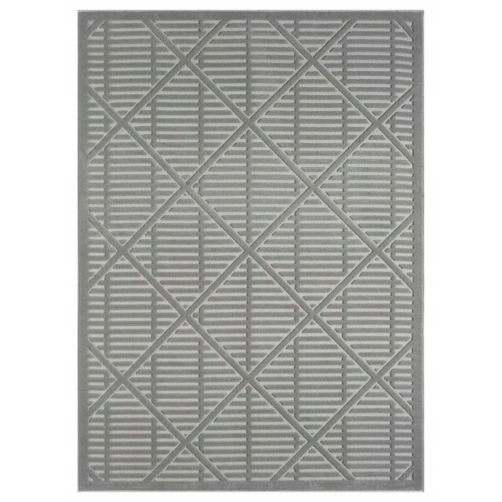 Covor Modern 3D PASTEL, Gri, 60x120cm, Polipropilena, Fir Lung