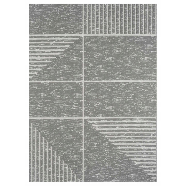 Covor Pentru Living, 130x190 cm, Polipropilena, Fir Lung, Modern, Compatibil Cu Incalzirea Prin Pardoseala, Densitate 1400 g/m2, Lungime Fir 0.8 cm, 1.4 kg, Gri