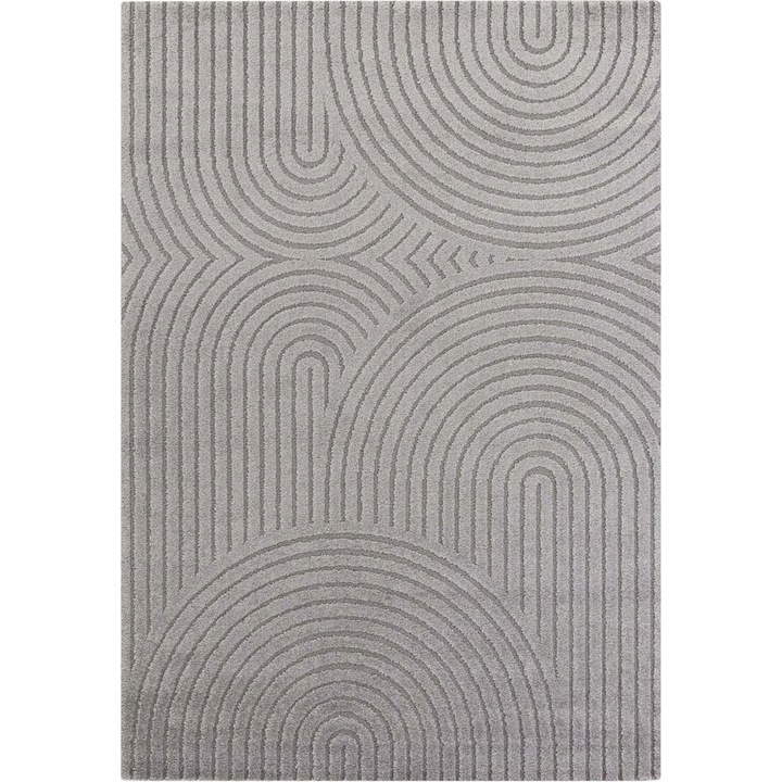 Covor Boho, 200x280 cm, Polipropilena, Gri, Fir Scurt, Densitate 1750 g/m2