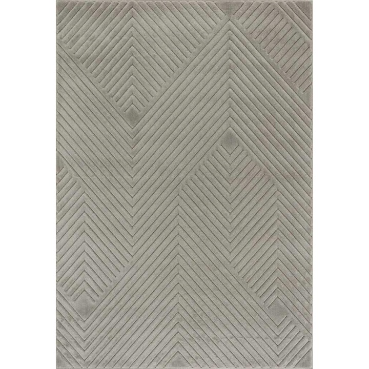 Covor Pentru Living, 80x150 cm, Polipropilena, Fir Scurt, Modern, Compatibil Cu Incalzirea Prin Pardoseala, Densitate 1750 g/m2, Certificat OEKO-TEX 100, Lungime Fir 1.4 cm, 1.76 kg, Gri