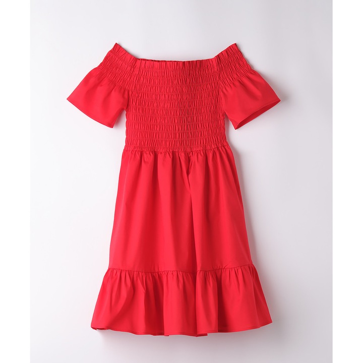 Sarabanda Pamut Elasztikus Volánokkal Lányka Ruha, Piros