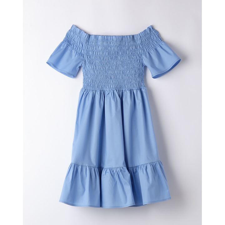 Sarabanda Pamut Elasztikus Volánokkal Lányka Ruha, Kék