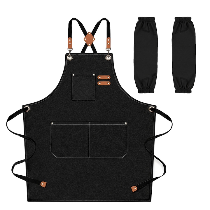 Set sort si protectie pentru maneci, YYHengCMU, fibra de poliester, impermeabil, durabil si rezistent la pete. Potrivit pentru bucatarii casnice si restaurante. Dimensiuni sort: 24x72x67 cm. Dimensiuni protectie pentru maneci: 38x17 cm. Negru