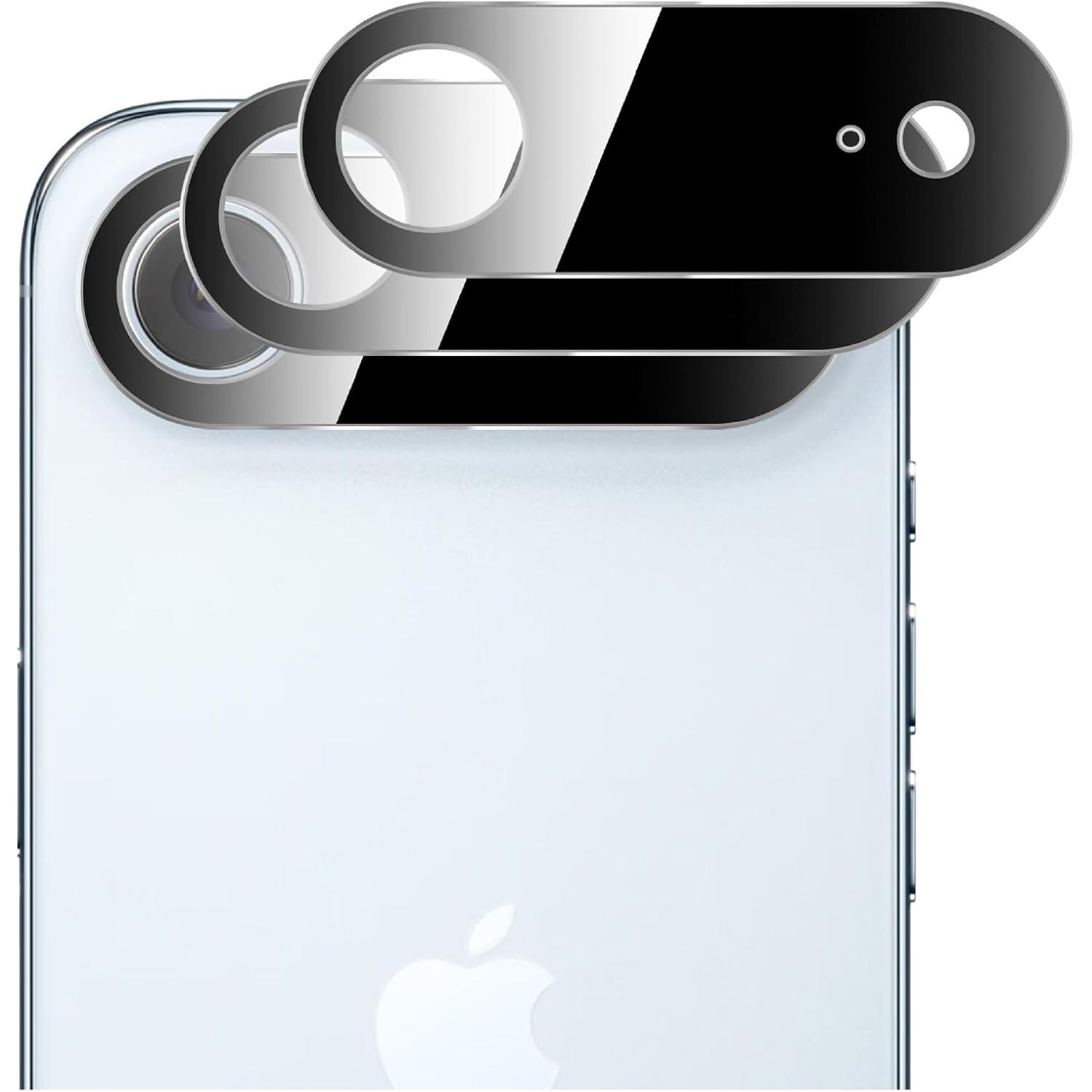 Protector de lentila pentru camera iPhone 17 Air, sticla securizata 9H, antizgarieturi, compatibil cu carcasa, nu afecteaza fotografiile nocturne, HD Clear, MDUG®, pachet de 2, negru