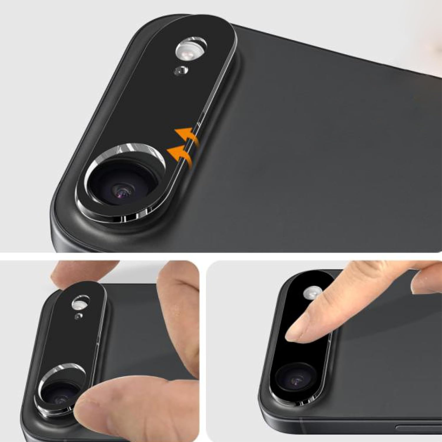 Protector de lentila pentru camera iPhone 17 Air, sticla securizata 9H, antizgarieturi, compatibil cu carcasa, nu afecteaza fotografiile nocturne, HD Clear, MDUG®, pachet de 2, negru