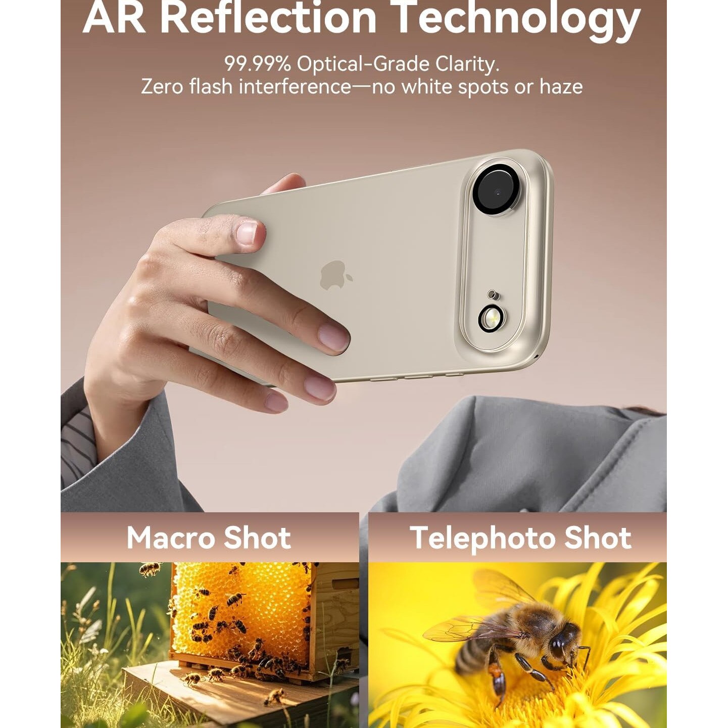 Protector de lentila pentru camera iPhone 17 Air, sticla securizata 9H, antizgarieturi, compatibil cu carcasa, nu afecteaza fotografiile nocturne, HD Clear, MDUG®, pachet de 2, cerc negru transparent