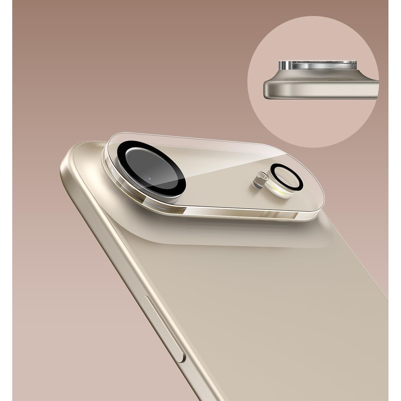 Protector de lentila pentru camera iPhone 17 Air, sticla securizata 9H, antizgarieturi, compatibil cu carcasa, nu afecteaza fotografiile nocturne, HD Clear, MDUG®, pachet de 2, cerc negru transparent