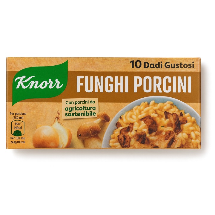 Knorr Cuburi Gust „Funghi Porcini” – 10 cuburi (100 g), fara gluten, fara conservanti
