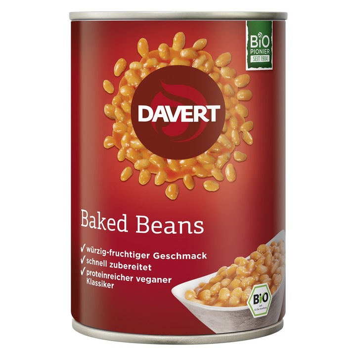 Fasole Bio in Sos de Rosii Conserva Davert 400 g