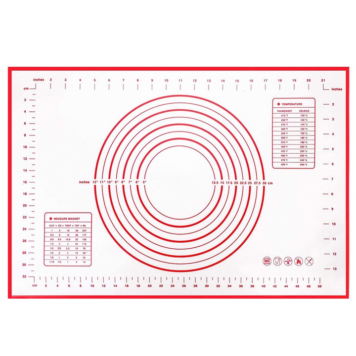 Masuta de framantat din silicon, rosie/alba, 60x40cm