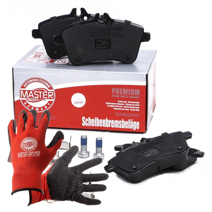 Спирачни накладки, Master-Sport, 131x69,7mm, с подложка, червени, XL