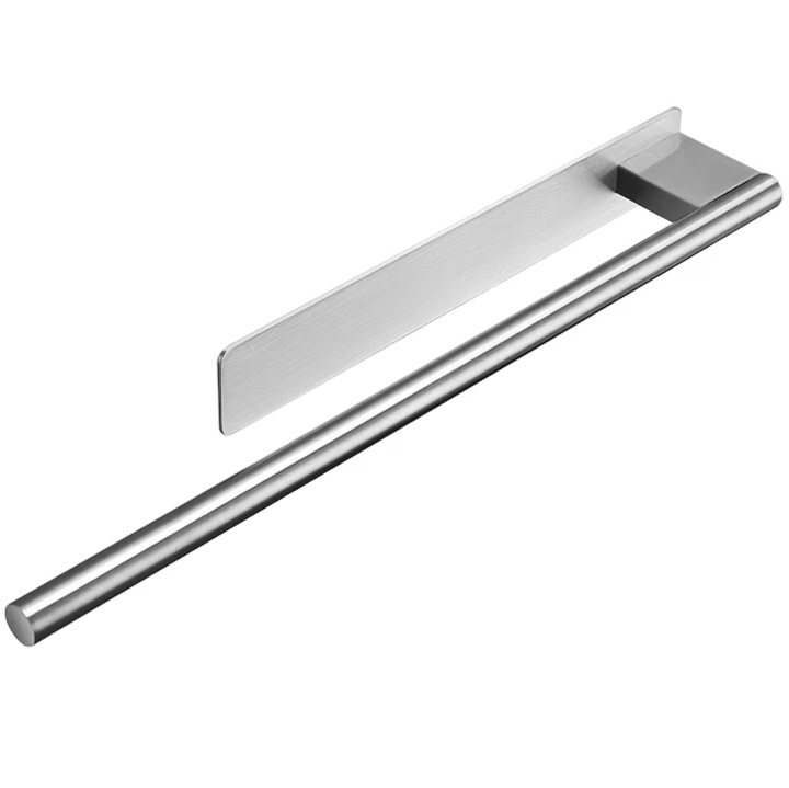 Suport prosoape din inox, SuooTci, design minimalist, argintiu, 39x6x4cm, montare lipire