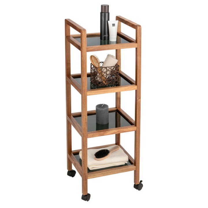 Etajera mobila din lemn de salcam FONDI, 4 niveluri, inaltime 101, 5 cm