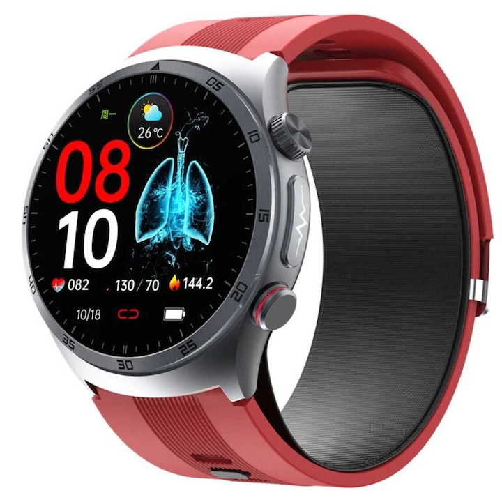 Смарт часовник LUMAUDiO® Tenso с точно измерване на кръвното налягане и Bluetooth разговори, червен