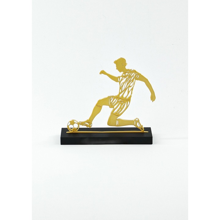 Trofeu fotbalist, Negru/Auriu, Fetisshop, Dimensiunea 15x15x1,5 cm