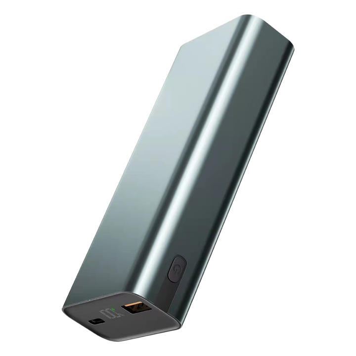 Baterie Externa 10000mAh, 45W Putere Incarcare, 1x USB-C & 1x USB-A, Mod Trickle, Compacta, Silver
