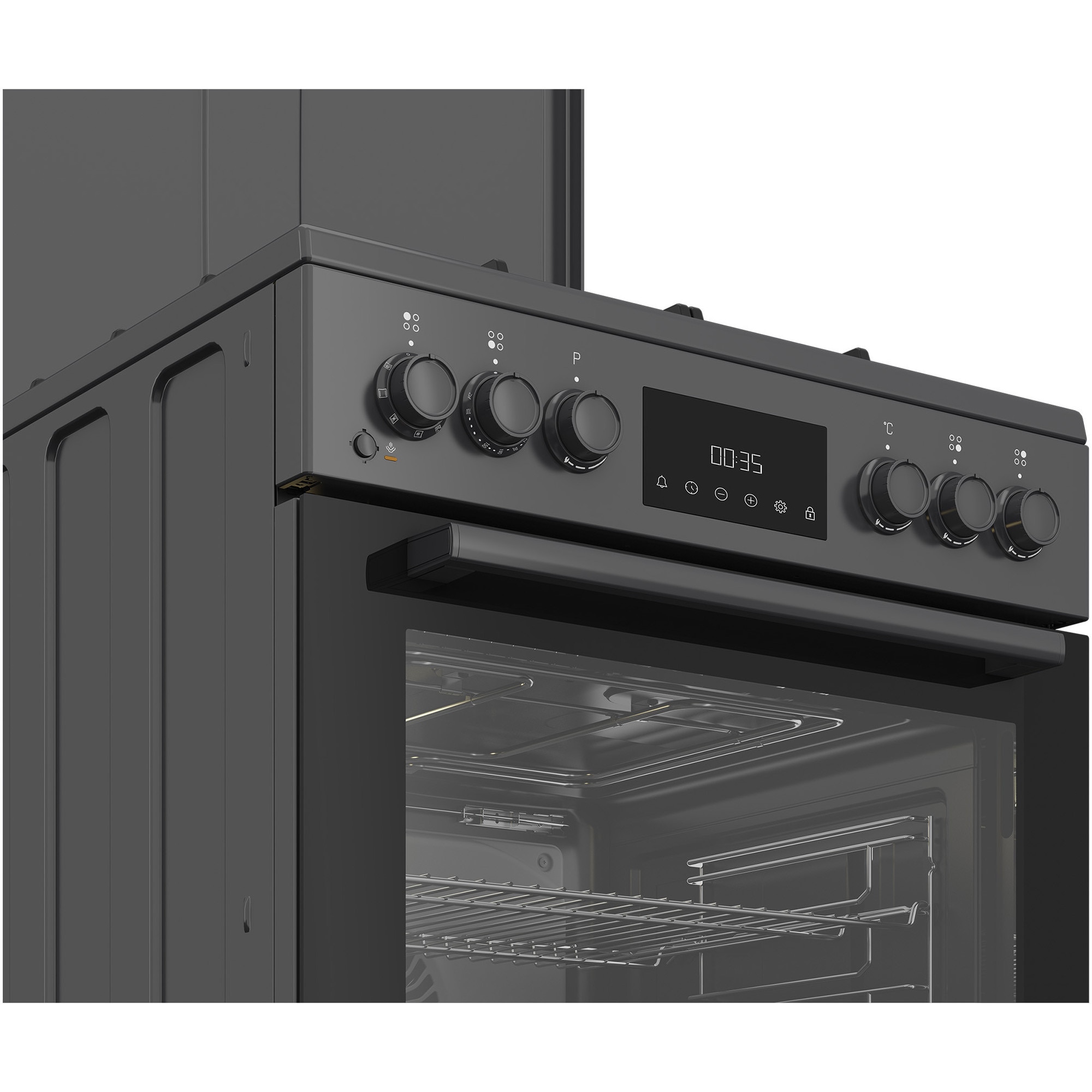 Aragaz mixt Beko FBSM62320SAC, 4 zone de gatit, High Efficiency Gas Burner, Clasa A, Display LED, Child Lock, Anthracite