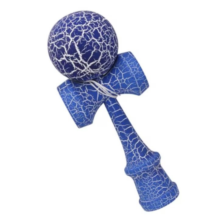 Кендама, професионална, дървена, 18 см, CRACK с напукан дизайн, 18 см, синя, Bimbimbo®