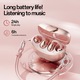 Casti wireless Bluetooth model M106, rezistenta la apa si autonomie extrem de lunga, sunet stereofonic dublu, functie de apel, control vocal, design pe clema (clip-on) pentru ureche, purtare confortabila, control tactil inteligent, mov