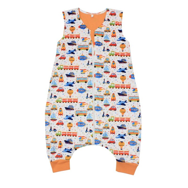 Sac de dormit, fara umplutura, minky trenulet si masinute, cu picioare 80-92 CM