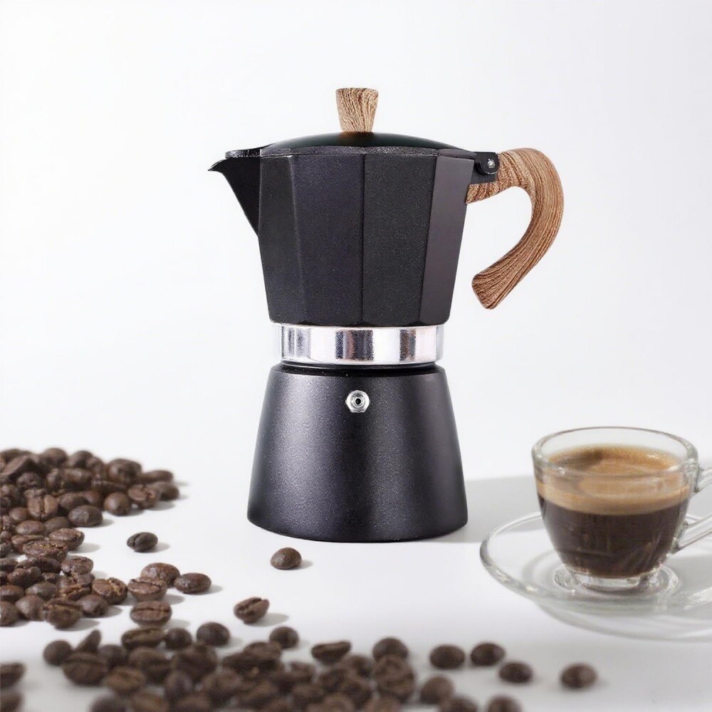 Cafetiera Moka AVAKKER®, 6 Cesti (300 ml), Espressor Manual pentru Aragaz, Aluminiu