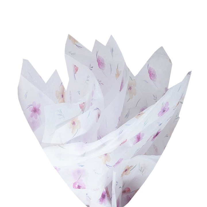 Set 200 bucati Hartie de matase model Floral Pastel Dream 28g – dimensiune 50x75cm