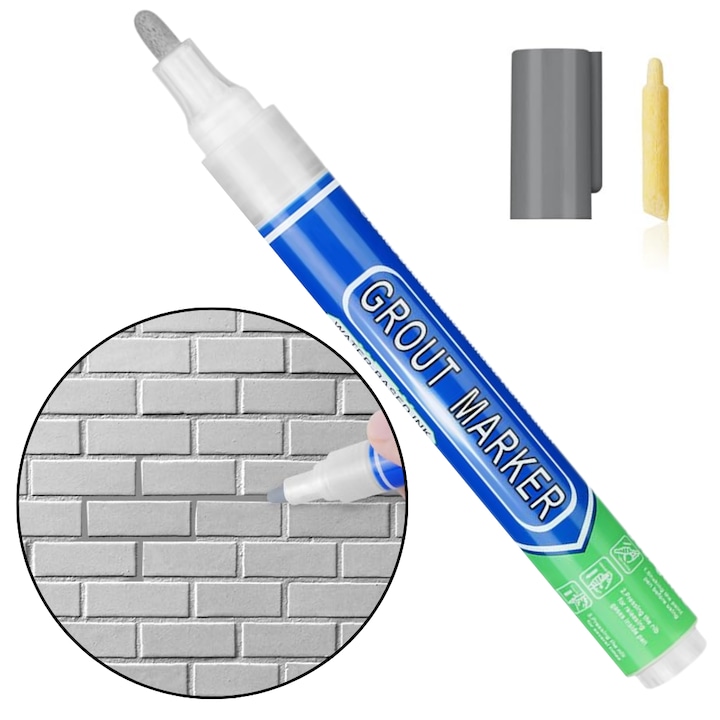Marker Corector Permanent pentru Rosturi Gresie si Faianta TrioStore®, 15ml, Culoare Gri, Uscare Rapida, Marker Rosturi Gresie, Marker pentru Rosturi Faianta, Marker Rosturi, Creion Corector Rosturi, Marker Permanent Gresie, Marker Corector Faianta