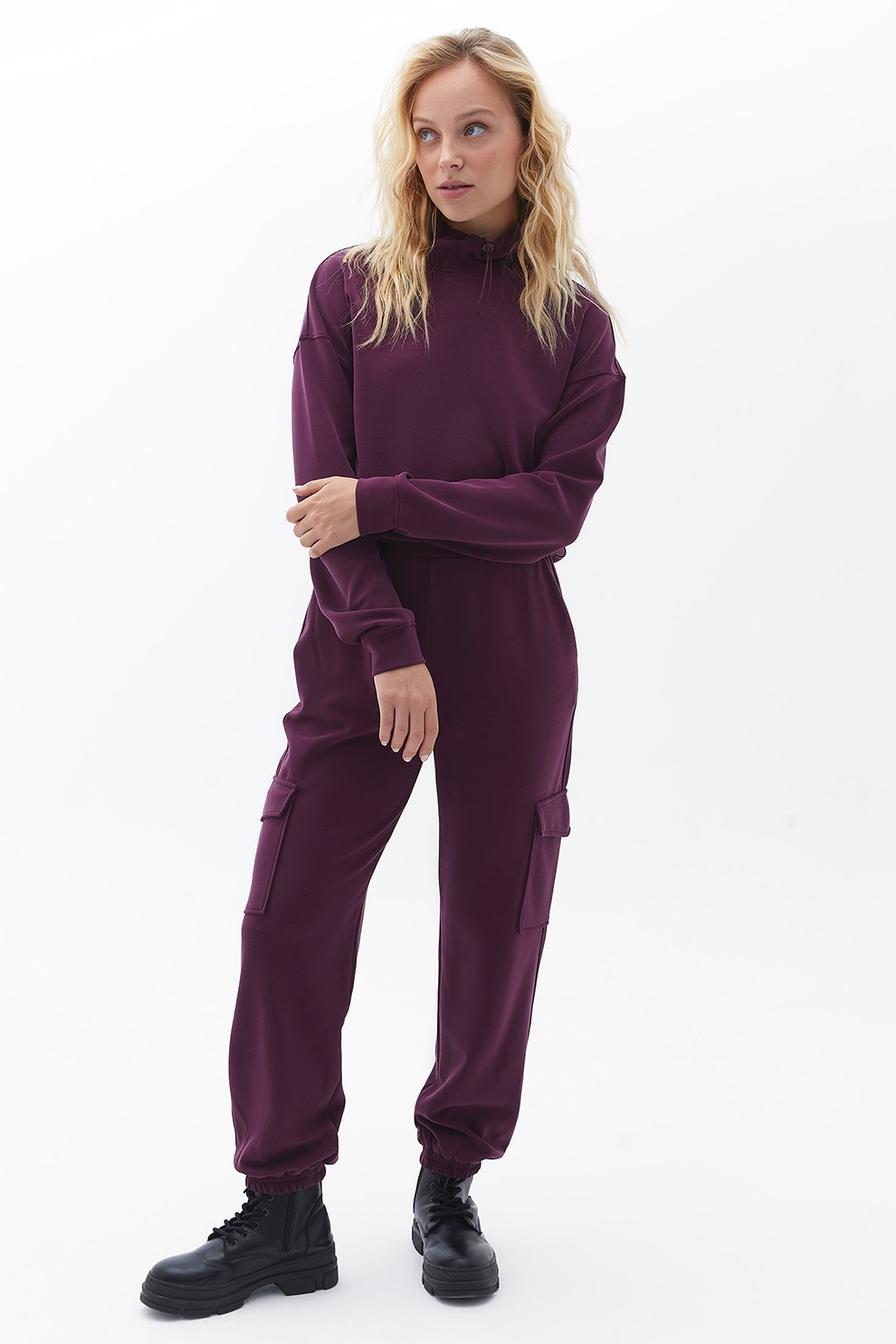 OXXO, Pantaloni sport cargo din amestec de modal, Violet, S