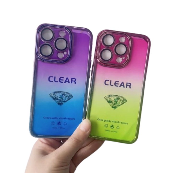 Husa telefon Mobifine pentru Samsung Galaxy S21 FE, transparenta, doua culori, 3 combinatii de culori