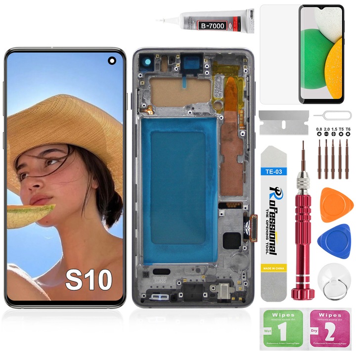 Екран за Samsung Galaxy S10 (SM-G973), Incell, с рамка, Черен, LCD, Тъчскрийн, Висококачествен екран