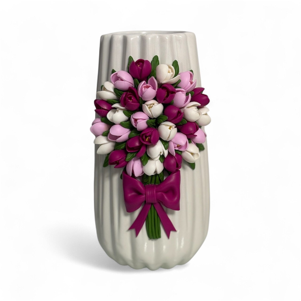Vaza cu flori din lut polimeric - pastel – idee de cadou handmade