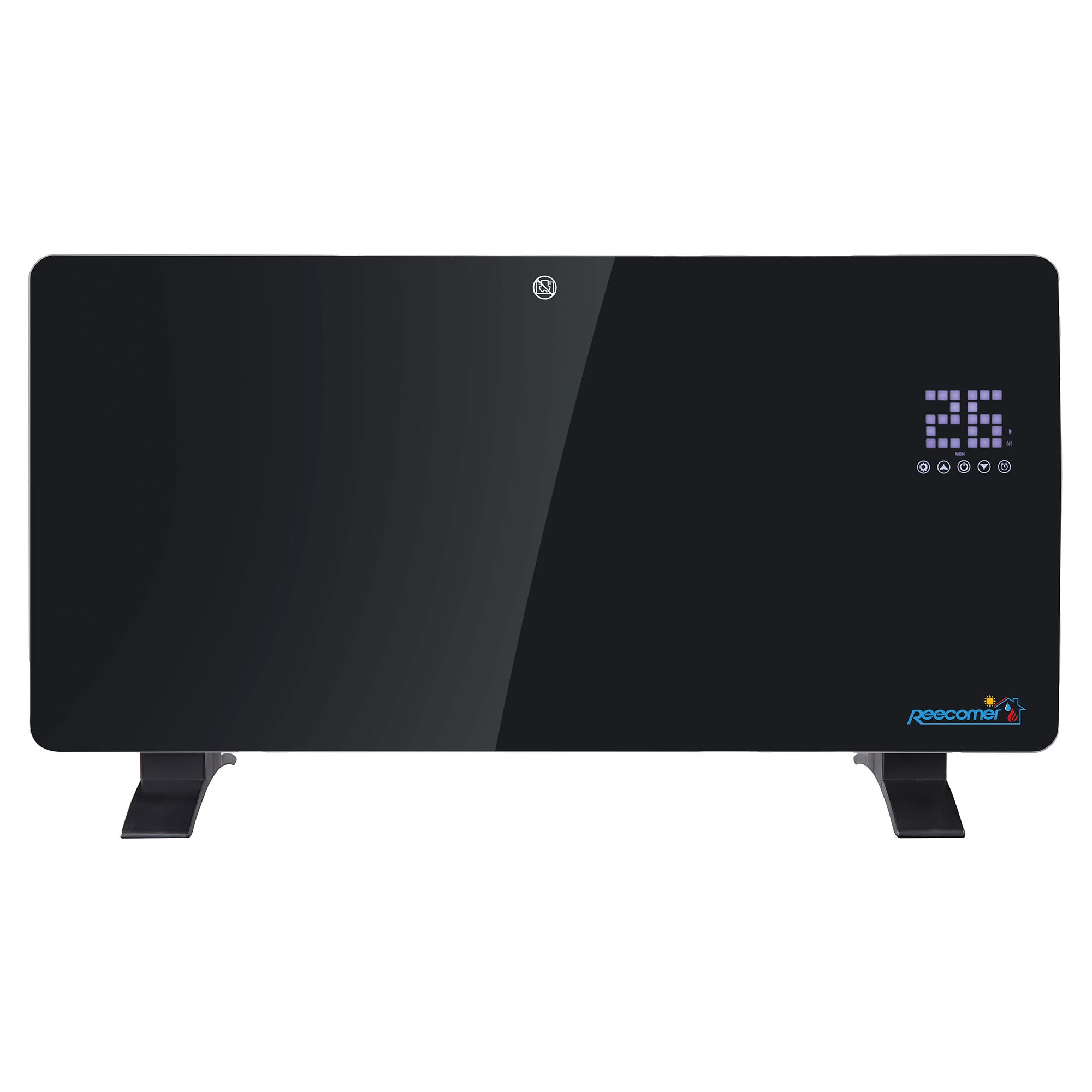Convector electric digital 2000W, Reecomer, panou din sticla, negru ...