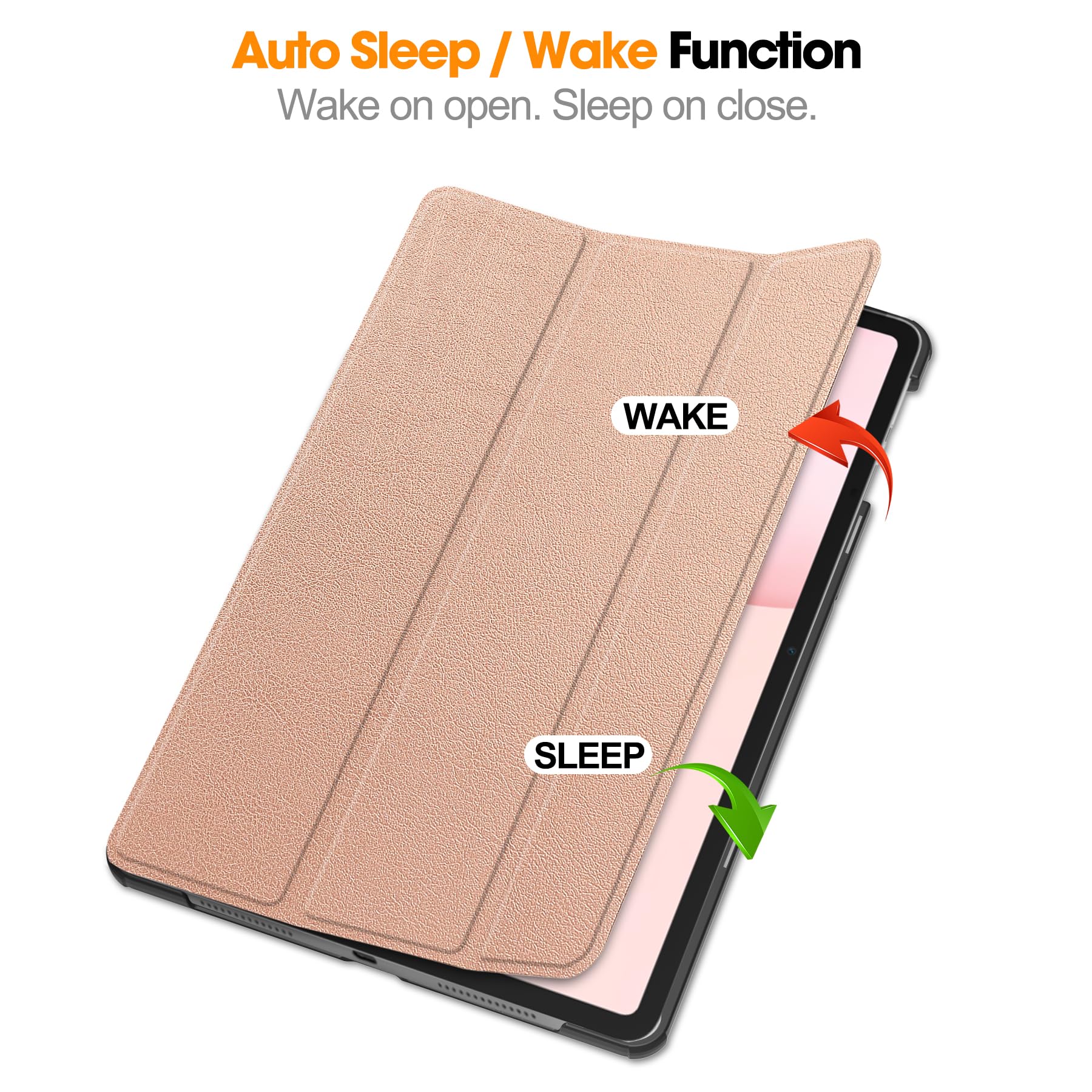 Husa tableta pentru Honor Pad10 12.1"(2025), Auto functie sleep/wake tip stand, Auriu rose
