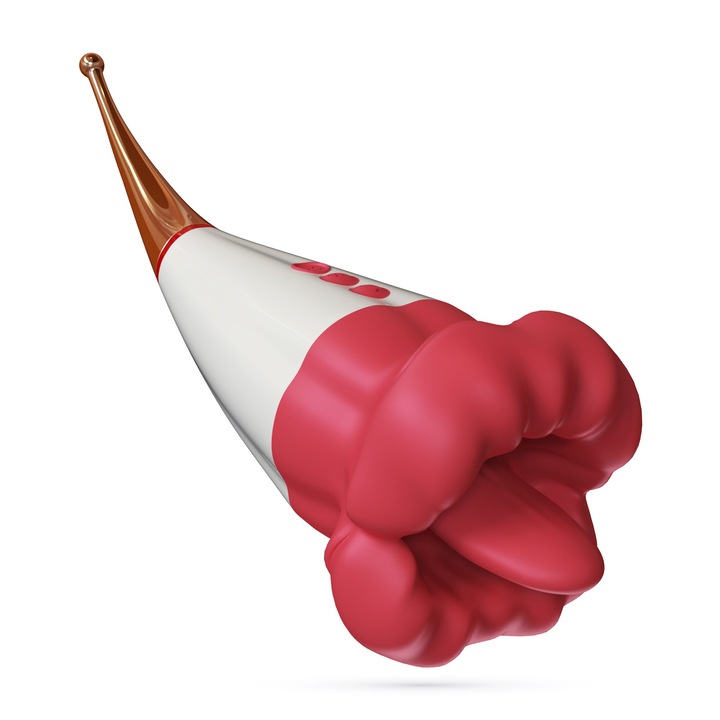 Crushious Jagger dupla stimulátor, 10 rezgésmód, innovatív design, fehér rózsaszín és réz díszítéssel, 19,5cm