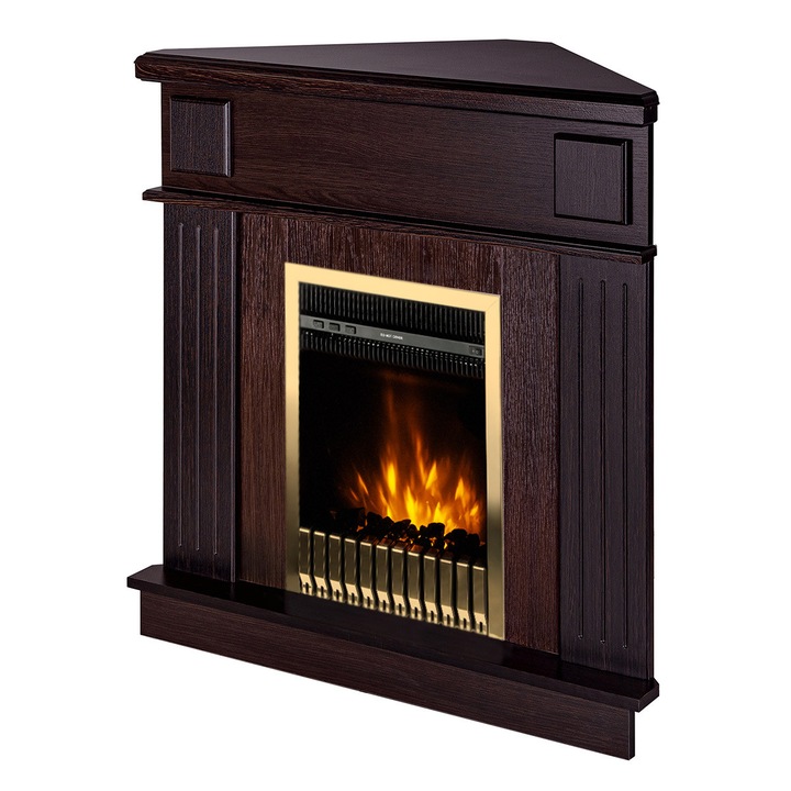 Elektromos sarokkandalló Marina & Gala arany, Art Flame, 1000x1000x500 mm, 2000 W, Termosztát, 5 lángfényességi szint, Időzítő