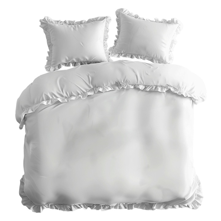 Ágynemű garnitúra, Detexpol, Pure, 100% pamut, fehér, 220x200cm, 2 párnahuzat 70x80cm