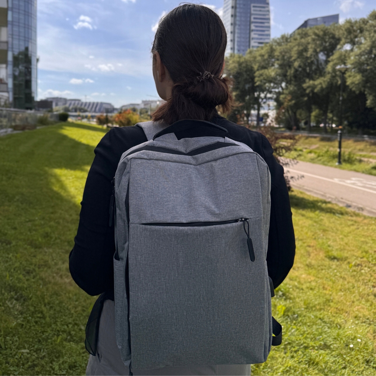 Rucsac scolar tineret VIO oxford albastru, 42x30x10 cm, 12.6L, pentru laptop 15.6”, femei, barbati, HN212701blue