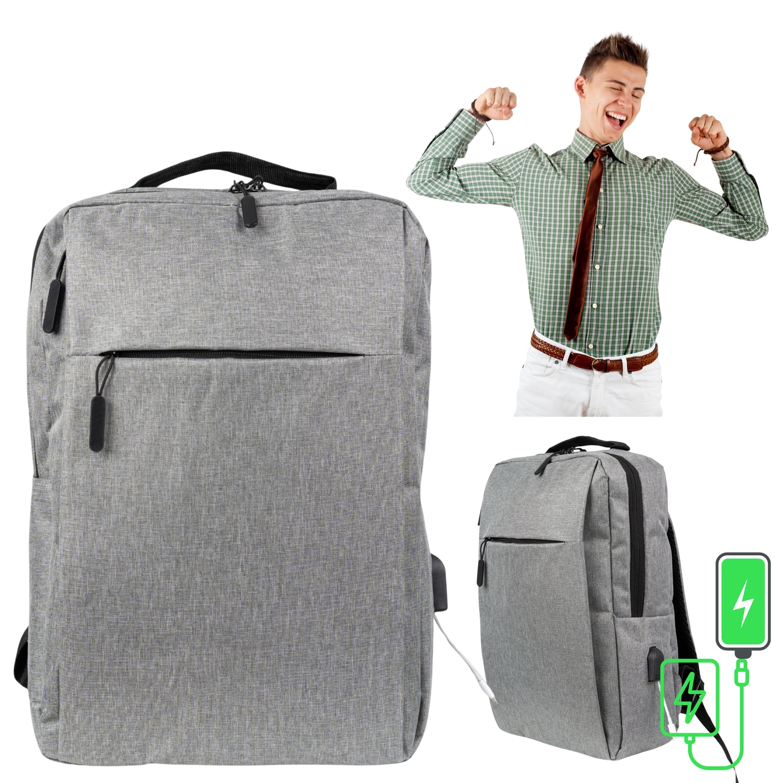 Rucsac VIO oxford 700D, 42x30x10 cm, 12.6L, pentru laptop 15.6”, HN212701grey