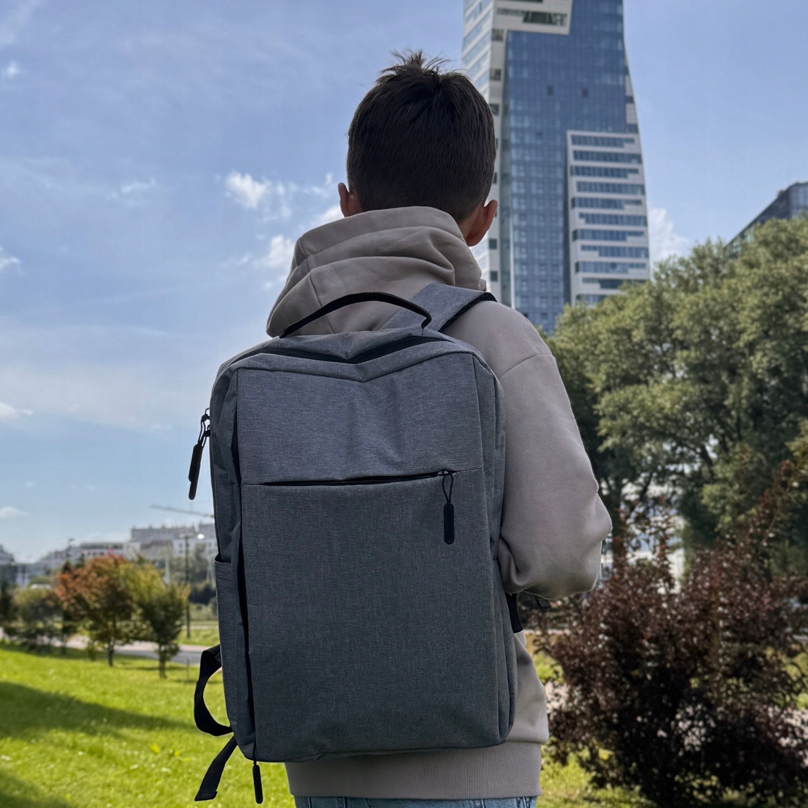 Rucsac VIO oxford 700D, 42x30x10 cm, 12.6L, pentru laptop 15.6”, HN212701grey