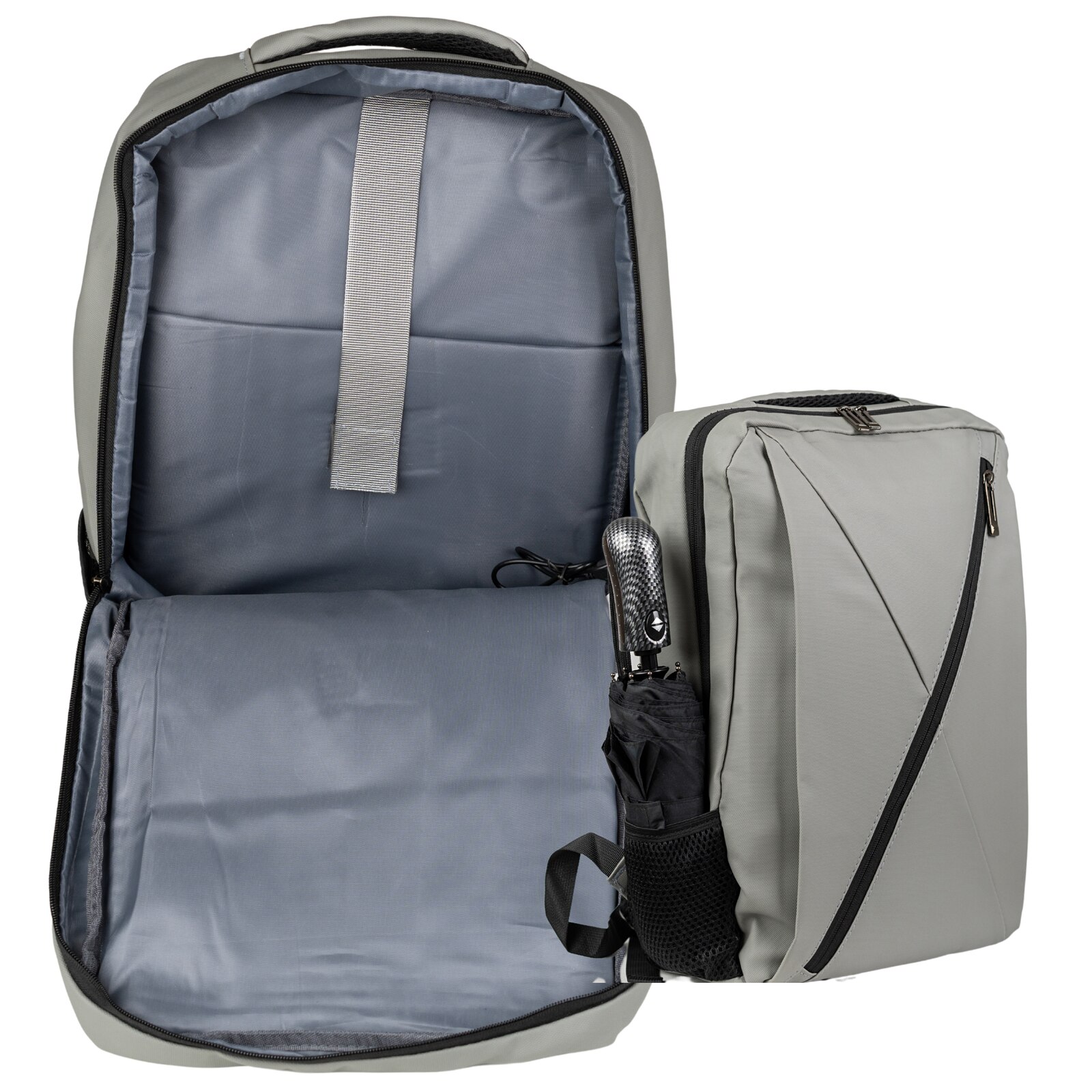 Rucsac scolar tineret VIO poliester gri, 43x30x11 cm, 14,2 L, pentru laptop 15,6”, femei/barbati, telefon si documente, curea pe valiza, BK91109grey
