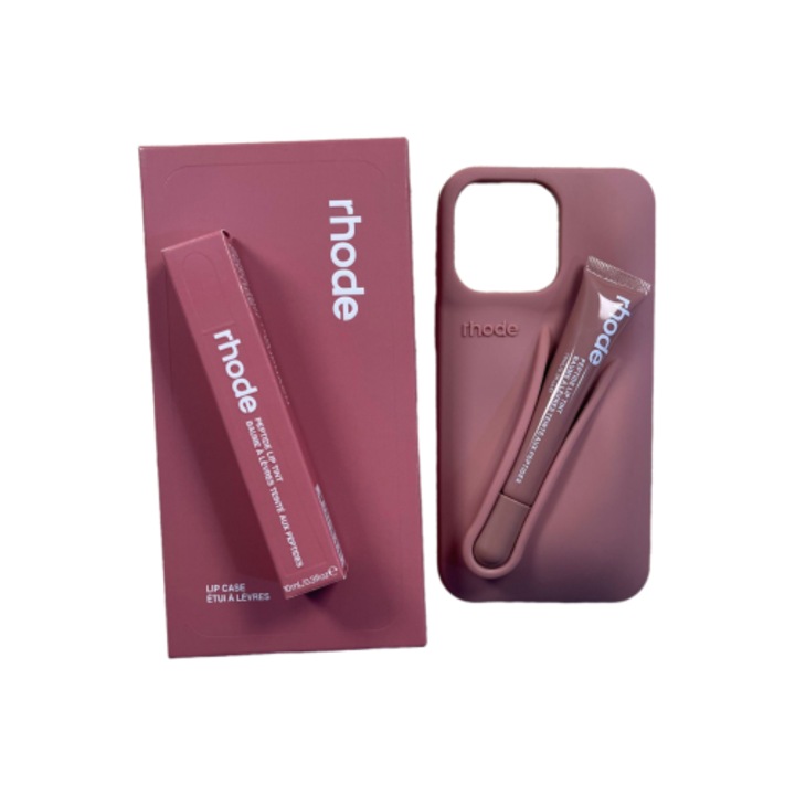 Силиконов защитен калъф Rhode с гланц за устни, съвместим с iPhone 16 Pro Max, Toast, цвят лотос