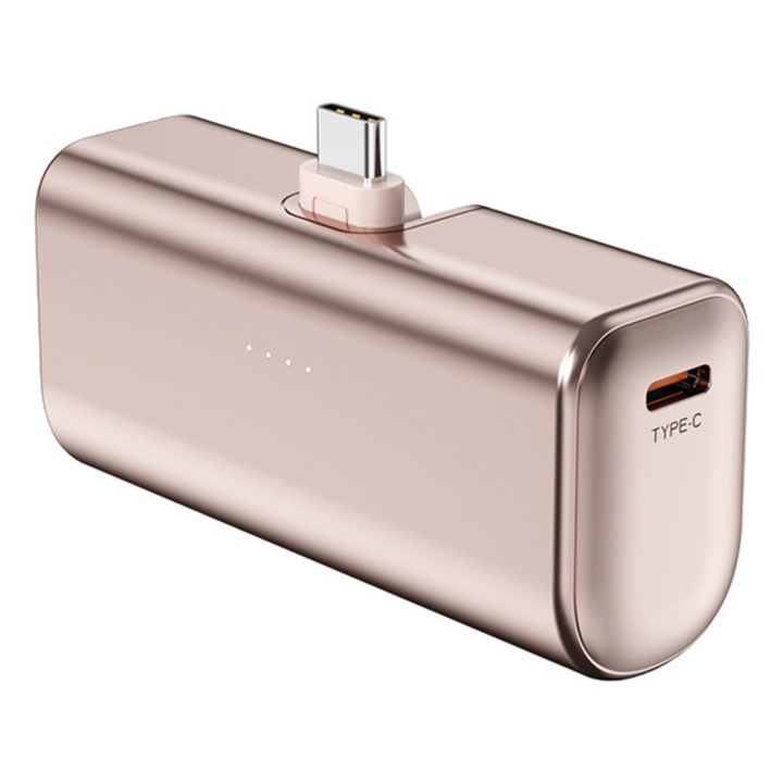 Baterie Externa Voltres 5000mAh, 22.5W, USB-C, Auriu, 79x25x37mm