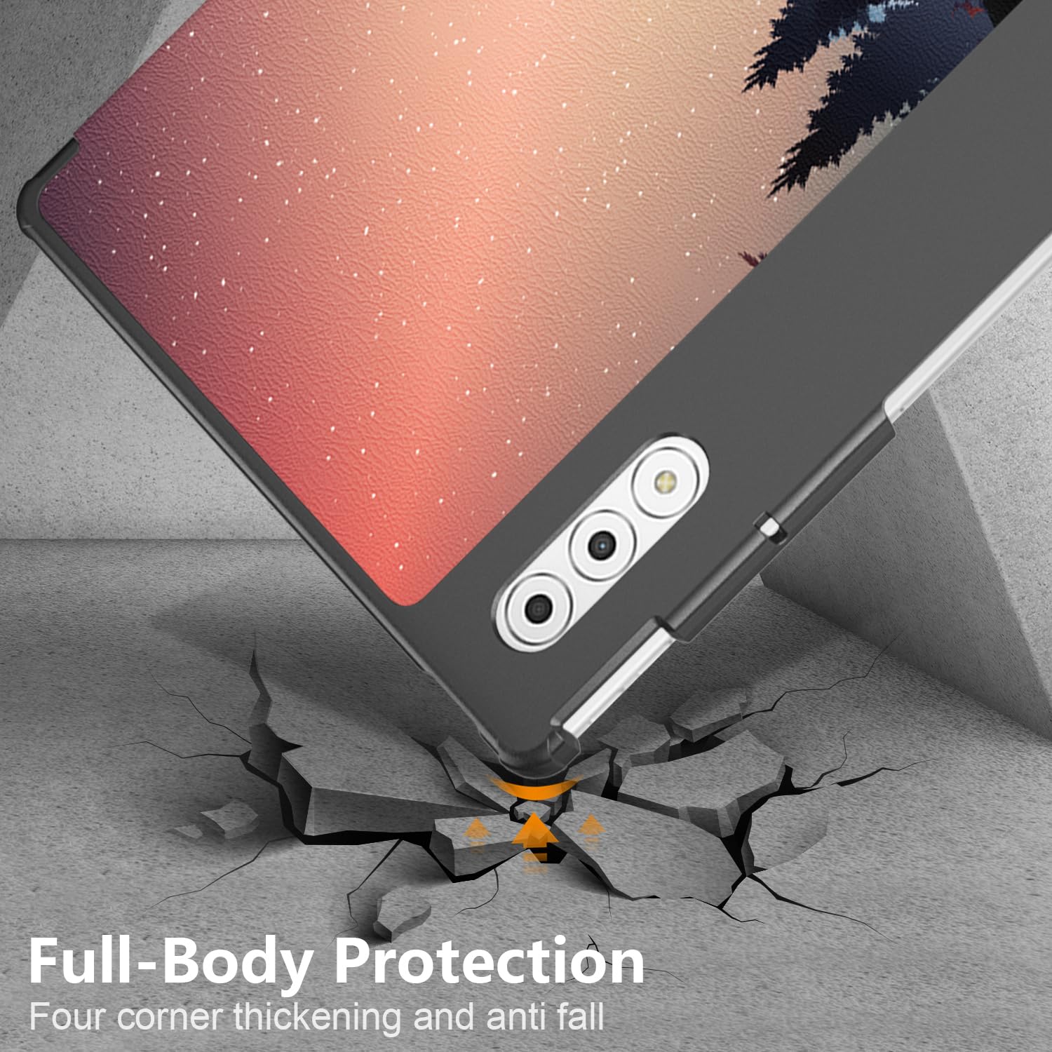 Husa tableta Omelivon pentru Lenovo Yoga Tab Plus 12.7", cu stand, functie auto sleep/wake, multicolor