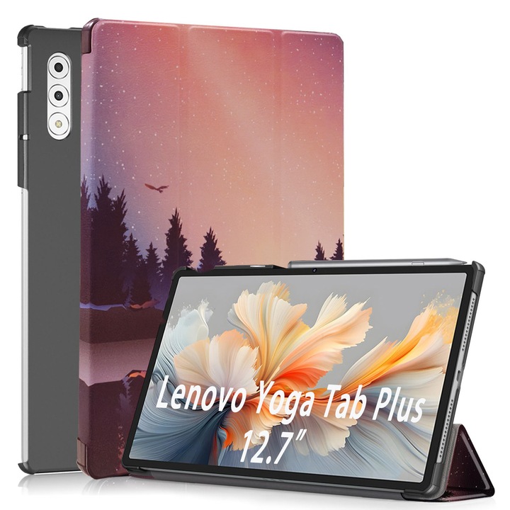 Husa tableta Omelivon pentru Lenovo Yoga Tab Plus 12.7", cu stand, functie auto sleep/wake, multicolor